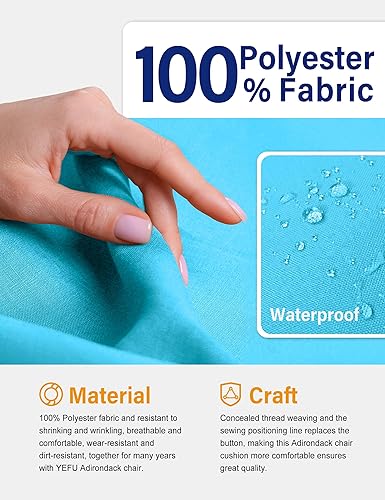 Miniatura 3 de YEFU Adirondack - Cojín para silla mecedora con correas, cojín plegable para silla de patio para interiores y exteriores, 19.7 x 18.9 x 1.5
