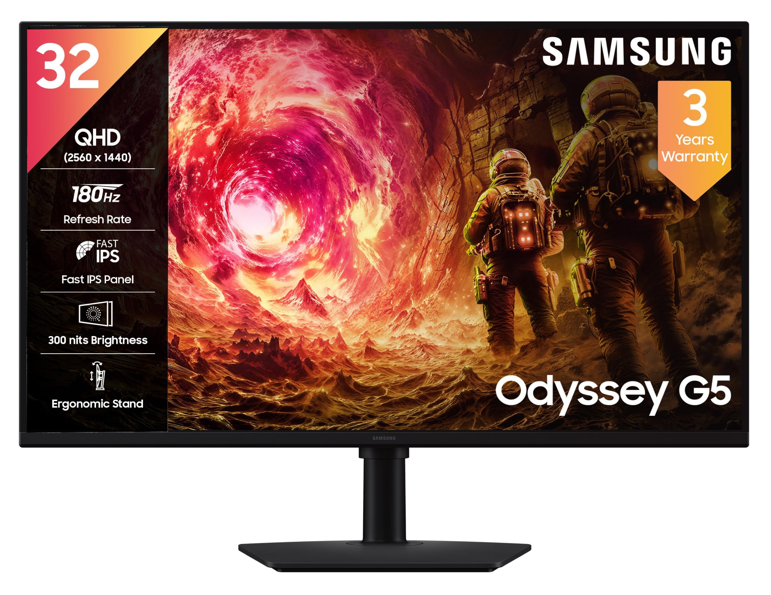 Samsung 27" Odyssey G5 Fast IPS Gaming Monitor (Smartchoice) | QHD 2560 x 1440 | 180 Hz | 1ms | 300nits| HDR10 | AMD FreeSync| G-Sync| Ports-DP,HDMI,Headphone| Ergonomic Stand | LS27FG502EWXXL | Black — Amazon image 15