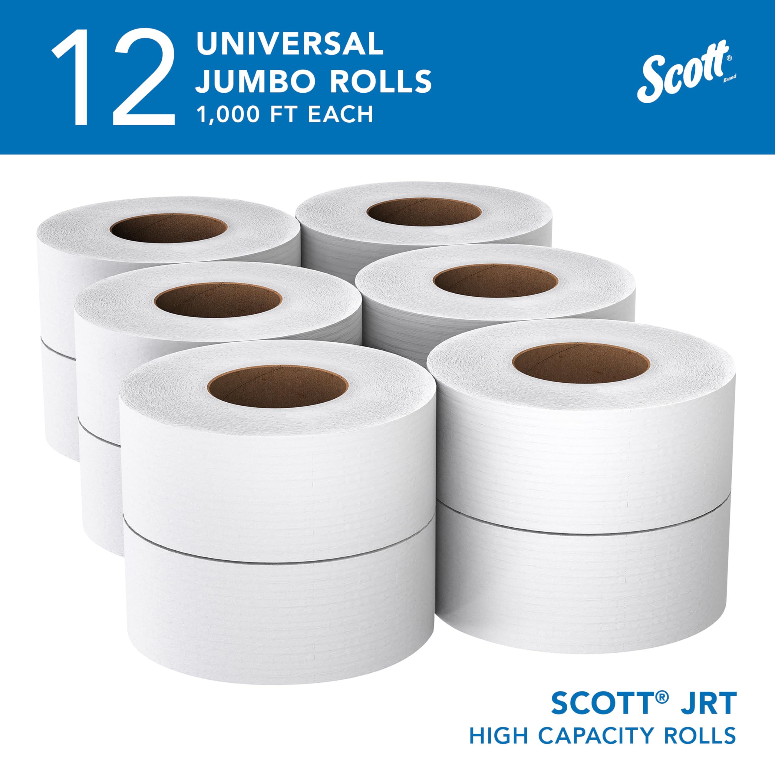 Scott 07805 tradición Jrt rodillo Jumbo baño Tissue, 2-Ply, 8 9/10 "de diámetro, 1000 FT (funda de 12)