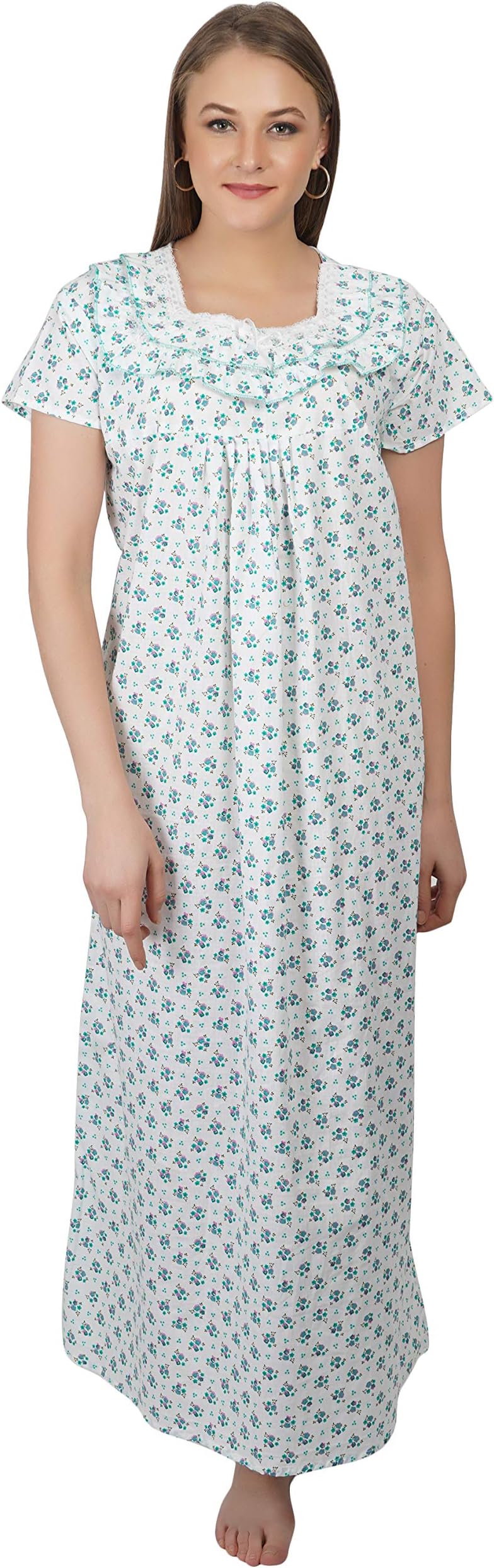 Himashu Handlooms Women's Cotton Block Print Maxi Nighty