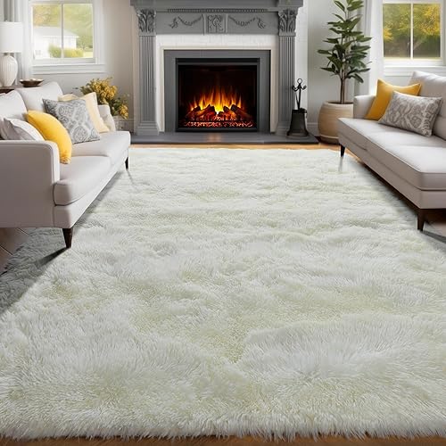 Miniatura 6 de PAGISOFE - Alfombras peludas, suaves, mullidas, de mucho pelo largo para habitación, sala de estar, guardería y habitación de niñas, color blanco