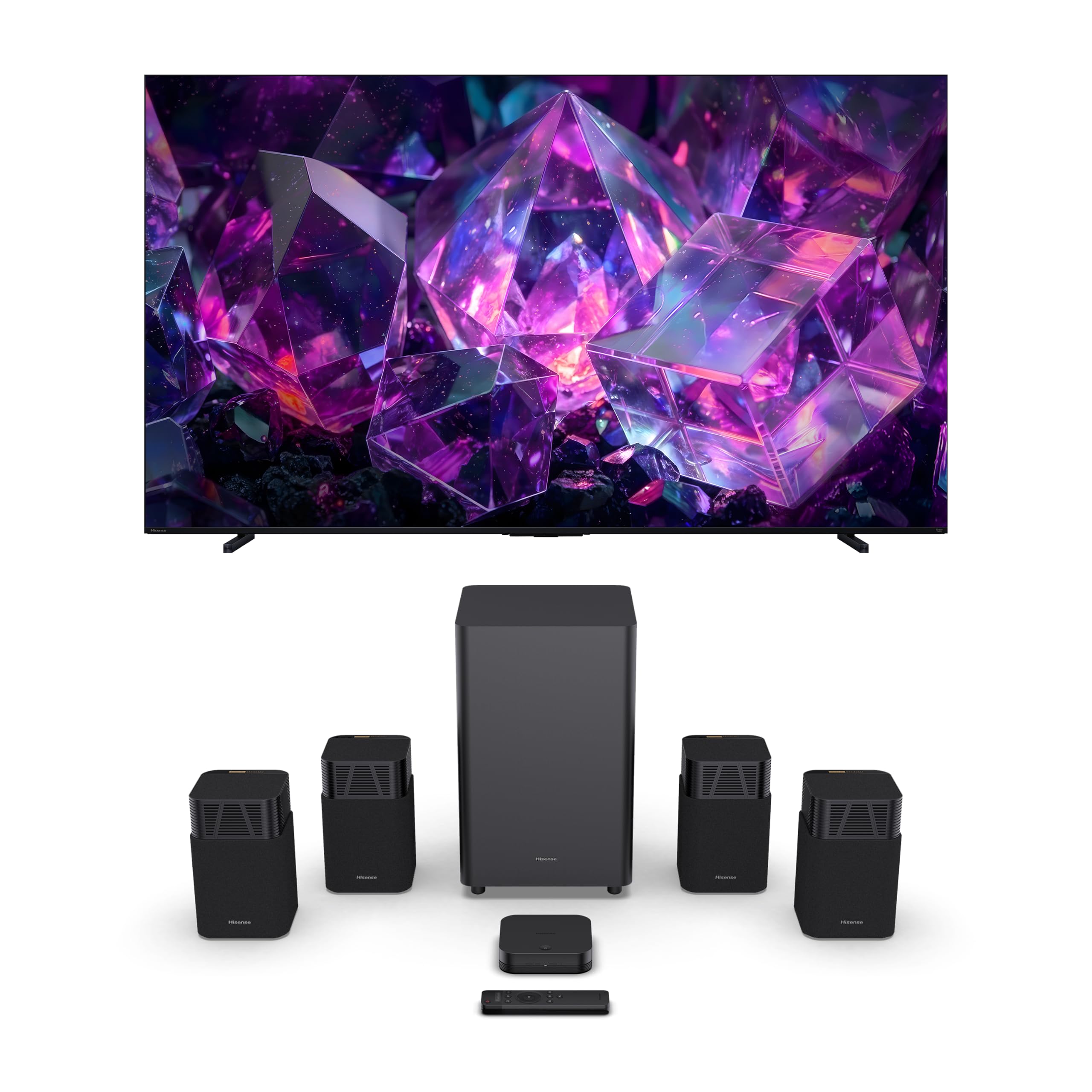 Hisense 100" E7 Cinema Series Mini-LED 4K UHD Smart Fire TV (100E7SF, 2026) with HT Saturn 4.1.2ch Soundbar, Dolby Vision IQ · Atmos, DTS:X, 144Hz, Wireless Subwoofer