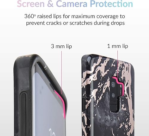 Miniatura 3 de VELVET CAVIAR Funda compatible con Samsung Galaxy S9 Plus para niñas y mujeres, bonitas fundas protectoras para teléfonos (mármol negro, oro rosa)