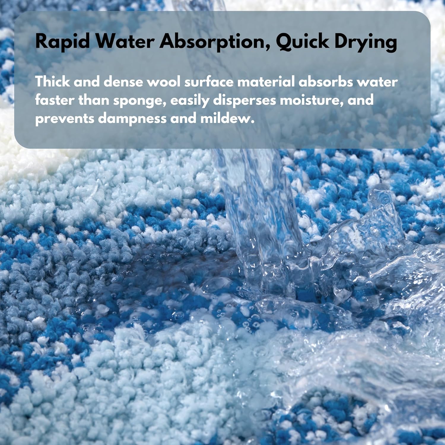 Luxury Microfiber Bath Mat, Extra Soft and Absorbent Carpet, Blue, Non-Slip Plush Shaggy Bathroom Rug, Machine Wash Dry, Bath Rugs for Bathroom and Bedroom Floor, Tub and Shower (50x120cm)