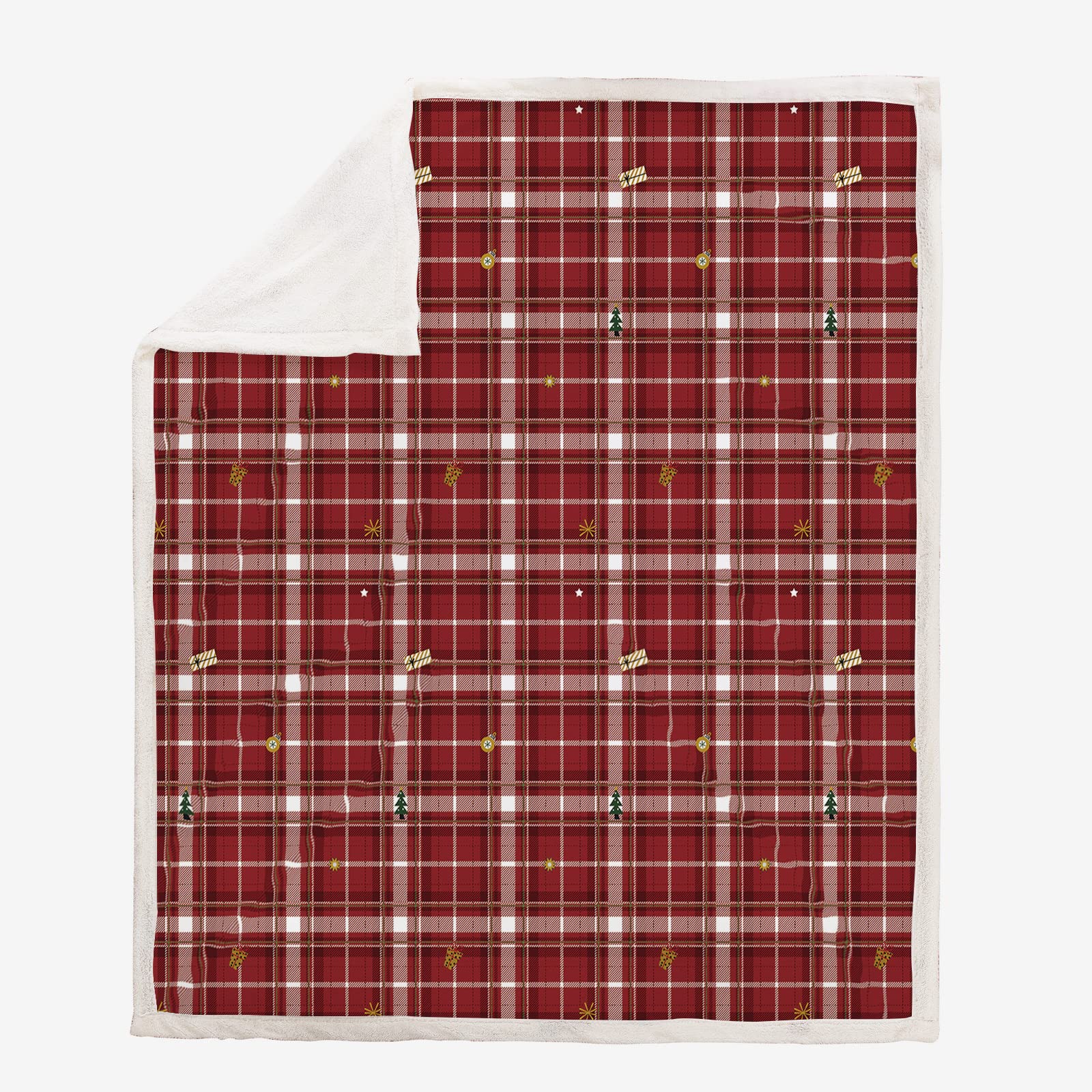 Amazon｜クリスマスチェック柄ブランケットレッドクリスマスフリース