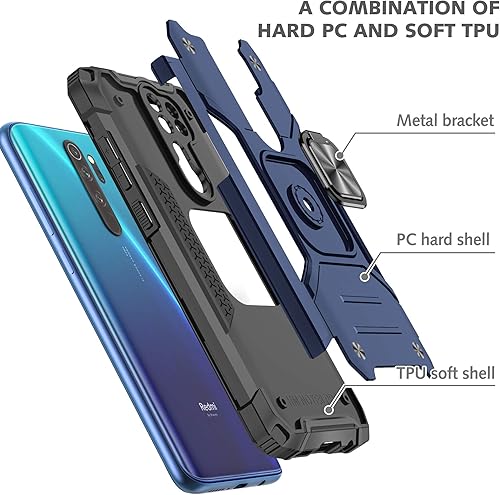 Miniatura 8 de Asuwish Funda de teléfono para Xiaomi Redmi Note 8 Pro con protector de pantalla de vidrio templado y soporte de anillo delgado híbrido protector