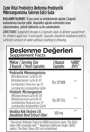 Zade Vital Probiotic Reforma مكمل غذائي يحتوي على البروبيتيوتيك 30 كبسولة (1 x 30 قطعة)