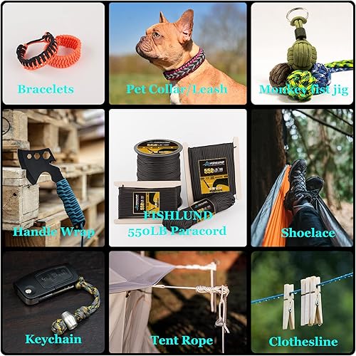 Miniatura 4 de Cuerda de paracaídas de nailon de alta resistencia de 550 libras, 7 hebras tipo III de 50 pies y 0.157 in, para campamento, supervivencia, táctica y