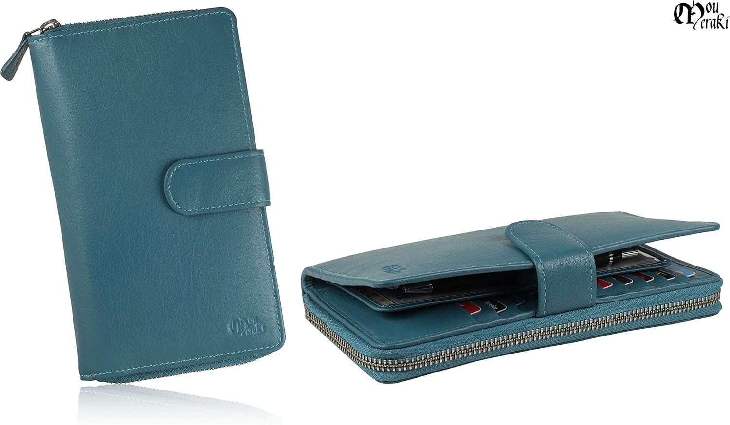 Mou Meraki Big Fat RFID Blocking Leather Organizer Checkbook Wallets For Women - Clutch