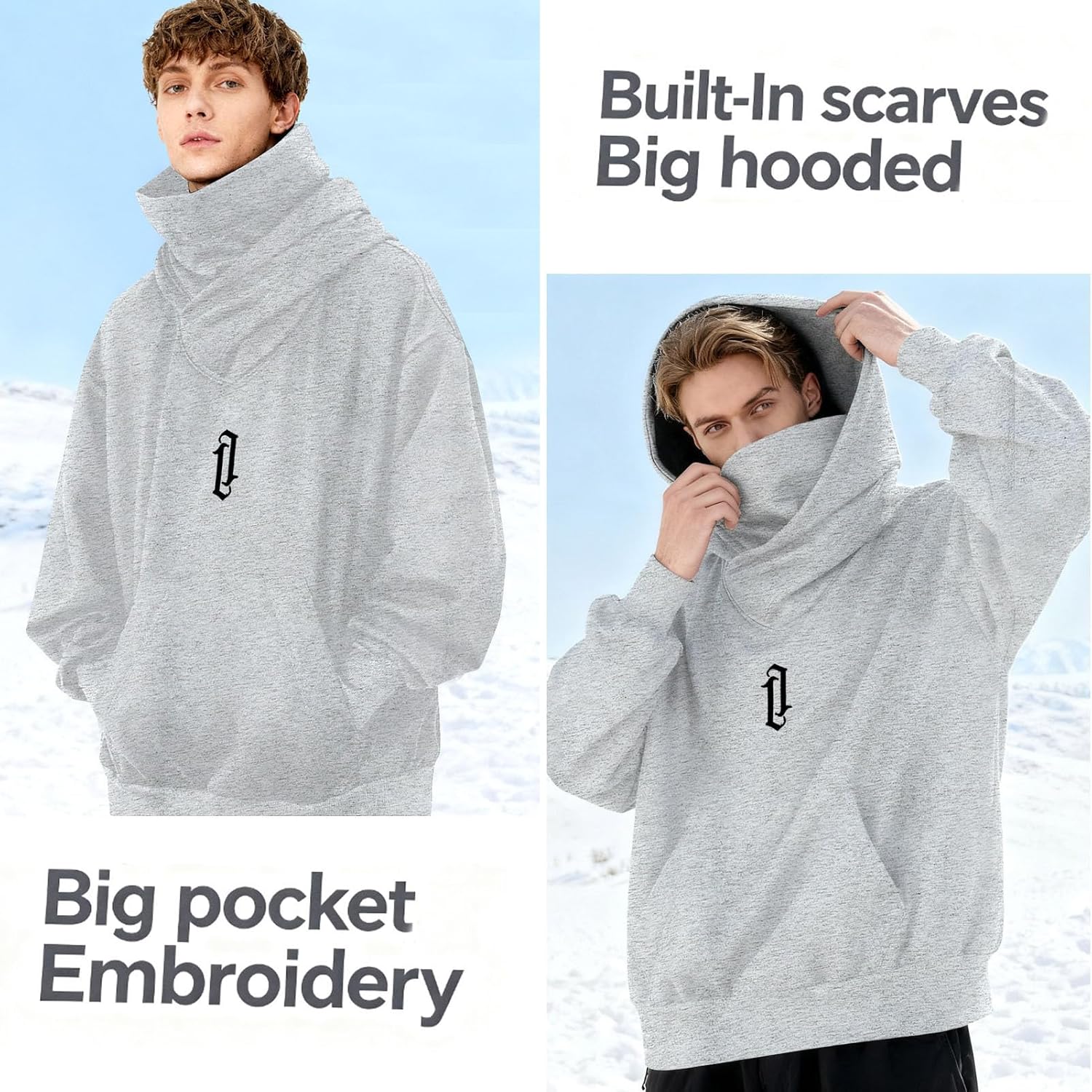 Men's Long Sleeve Fleece Hoodie Lightweight Tech Wear Soft Cotton Pullover Unisex Casual Hooded Sweatshirts - Image 4