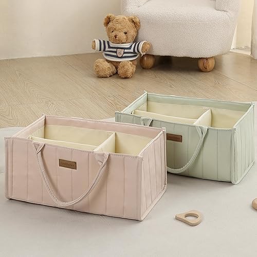 Miniatura 7 de Organizador de pañales para bebé, cesta de bebé para baby shower, cesta de almacenamiento de guardería y organizador de automóvil para pañales,