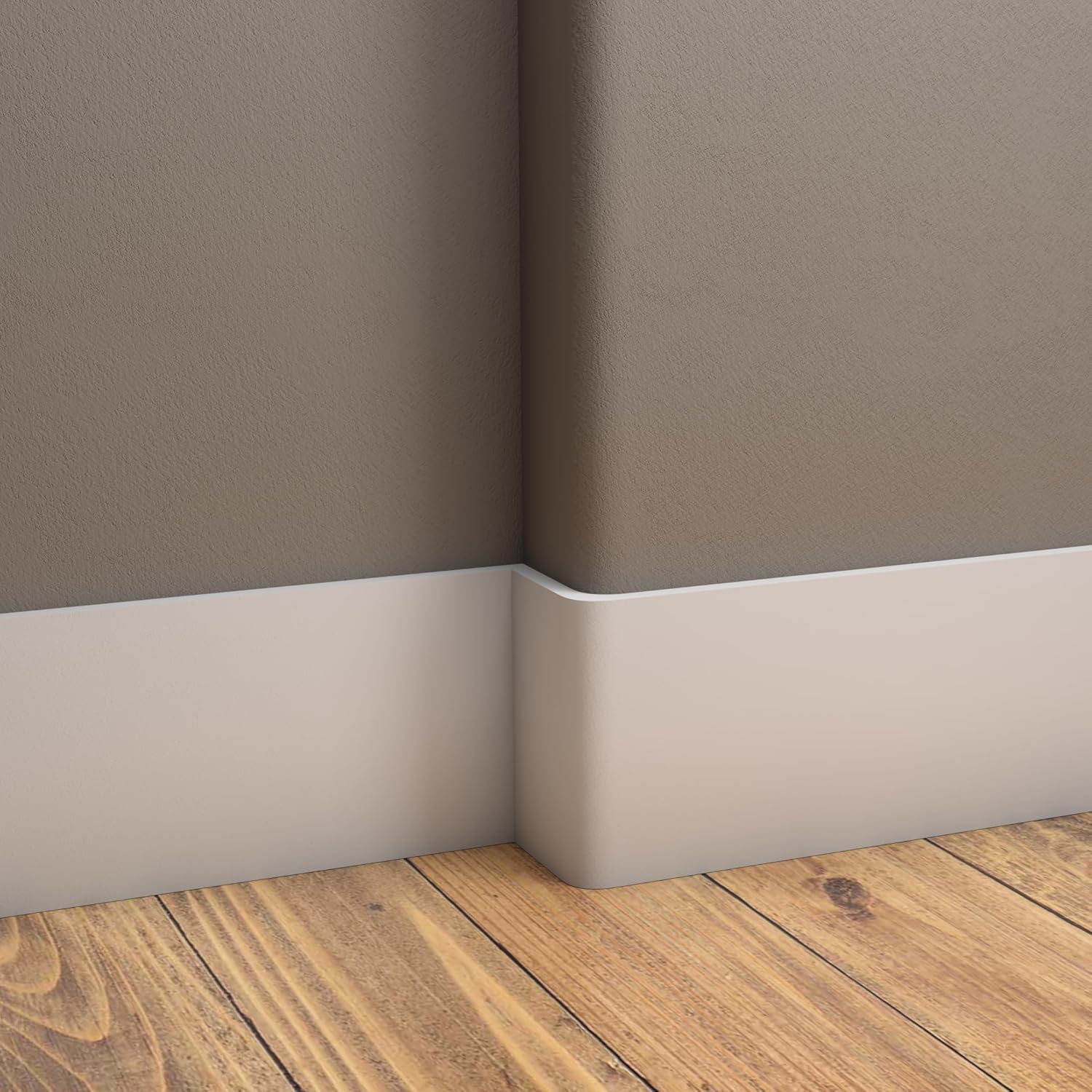 5.5" x 5/8" Rounded Outside Bullnose Corner Baseboard Molding and Trim Block for Thin Baseboard. Pine. (6)