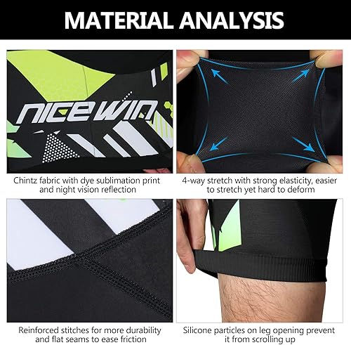 Miniatura 3 de NICEWIN - Pantalones cortos de ciclismo para hombre, con acolchado 3D y secado rápido
