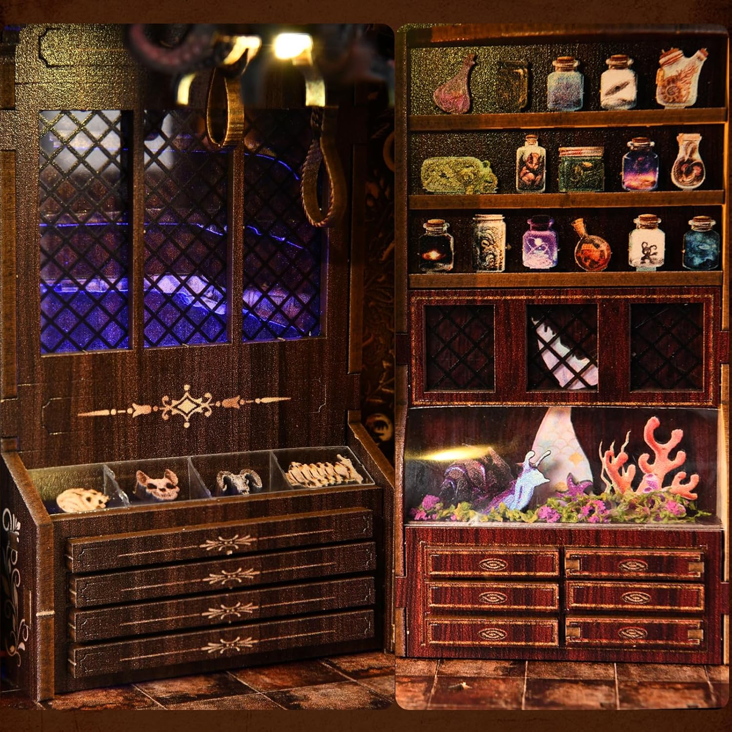 Book Nook Kit - DIY Miniature House Dollhouse Kit 3D Puzzles for Adults, Gifts for Family and Friends Bookshelf Decor Tiny House Model Build with Dust Cover