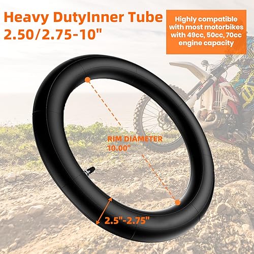 Miniatura 3 de Juego de neumáticos todoterreno y tubo interior de 2.5-10 pulgadas, neumático de motocross con llanta de 10 pulgadas y tubo interior de repuesto de