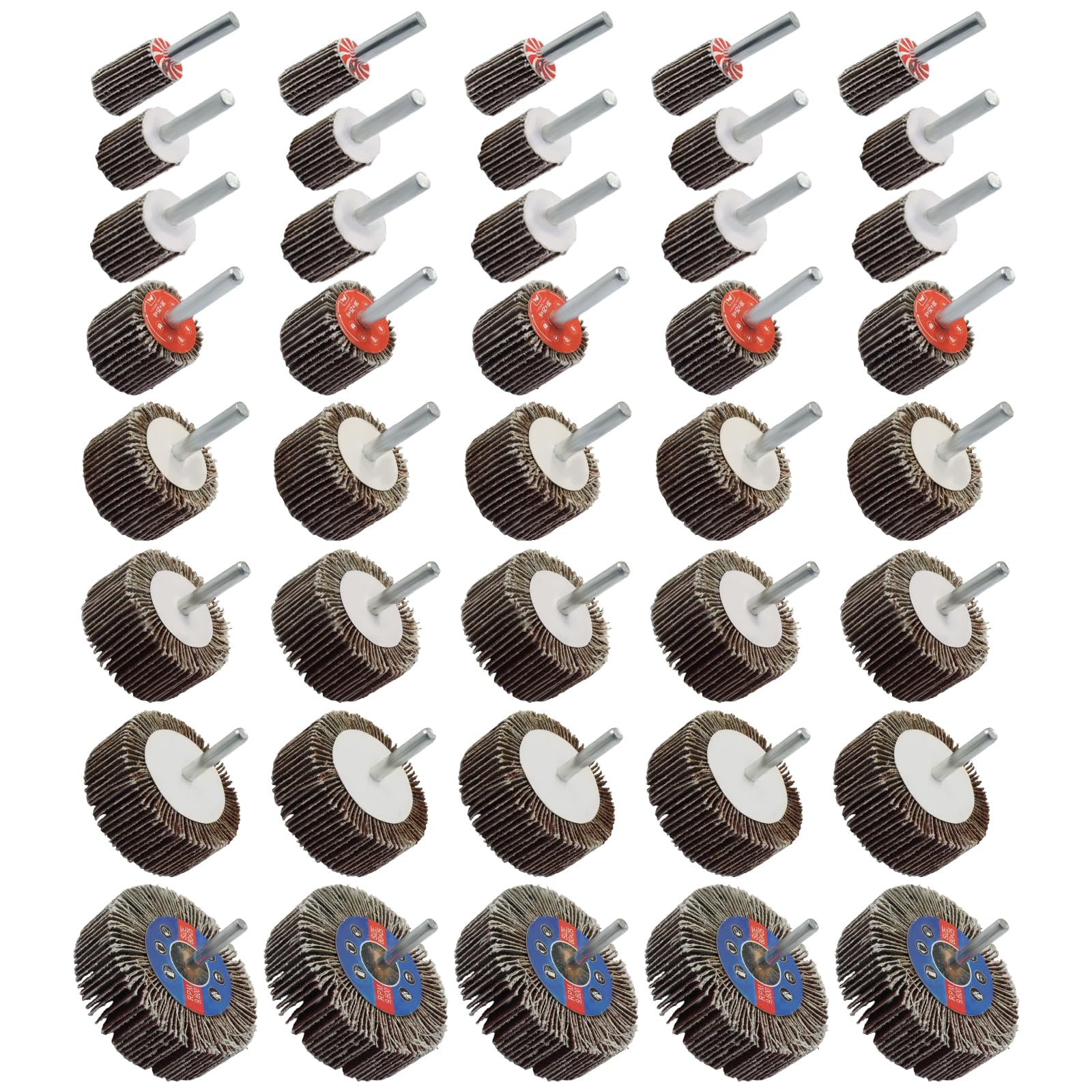 Roues à lamelles montées sur tige Waziaqoc grain 80 pour perceuse de 6.35mm - 6