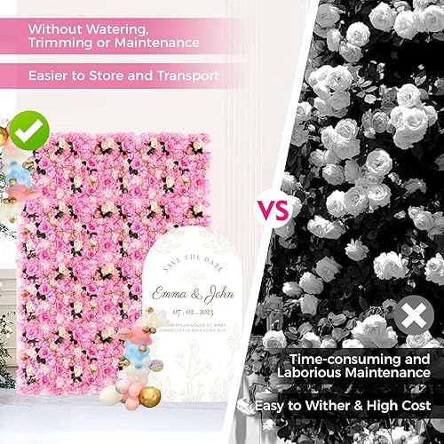 Vista 82 de 20 paneles de pared de flores artificiales, decoración de pared de 24 x 16 pulgadas, paneles decorativos de flores de hortensias para el hogar, 20