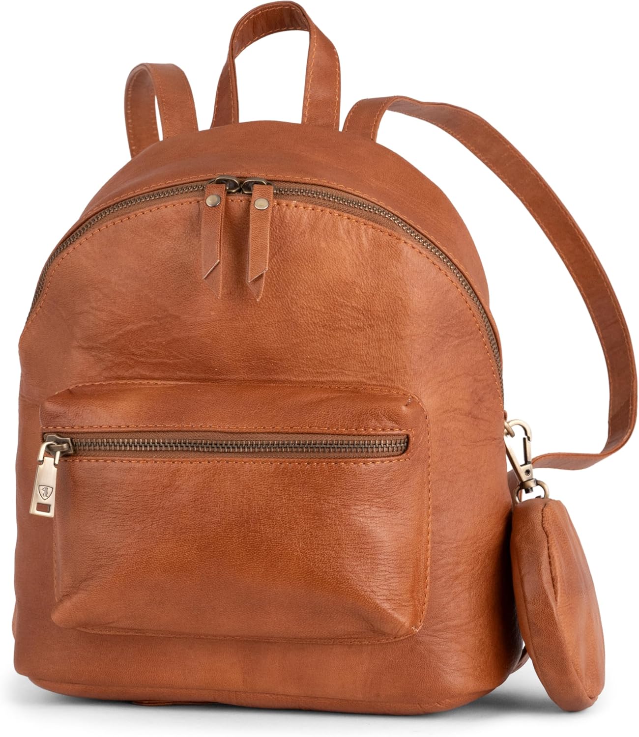 BERLINER BAGS Vintage Genuine Leather Backpack Kelly, Small Backpack Purse for Women, Lightweight Backpack - Brown
