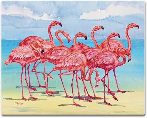 CounterArt Flamingo Horizon Tabla de cortar de vidrio templado tolerante al calor de 0.118 in x 12 pulgadas, fabricada en los Estados Unidos apta