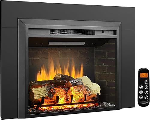LegendFlame Carl 28 pulgadas con kit de molduras, inserto de chimenea eléctrica, calentador de chimenea 7501500 W, sonido crepitante de fuego,