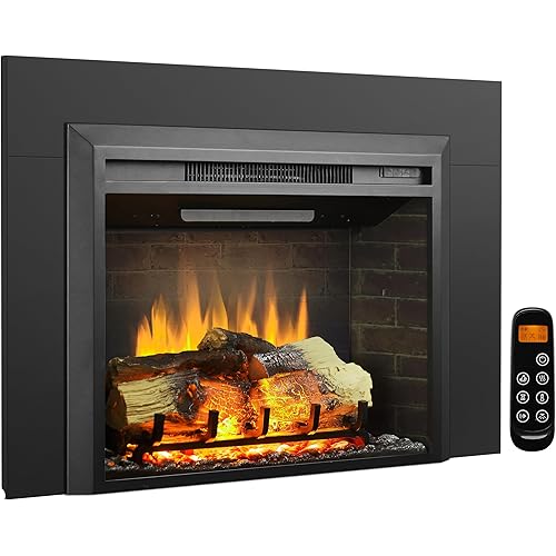 LegendFlame Carl 28 Inches with Trim Kit, Electric Fireplace Insert, Fireplace Heater 750/1500W, Fire Crackling Sound, Remote Control, Black…