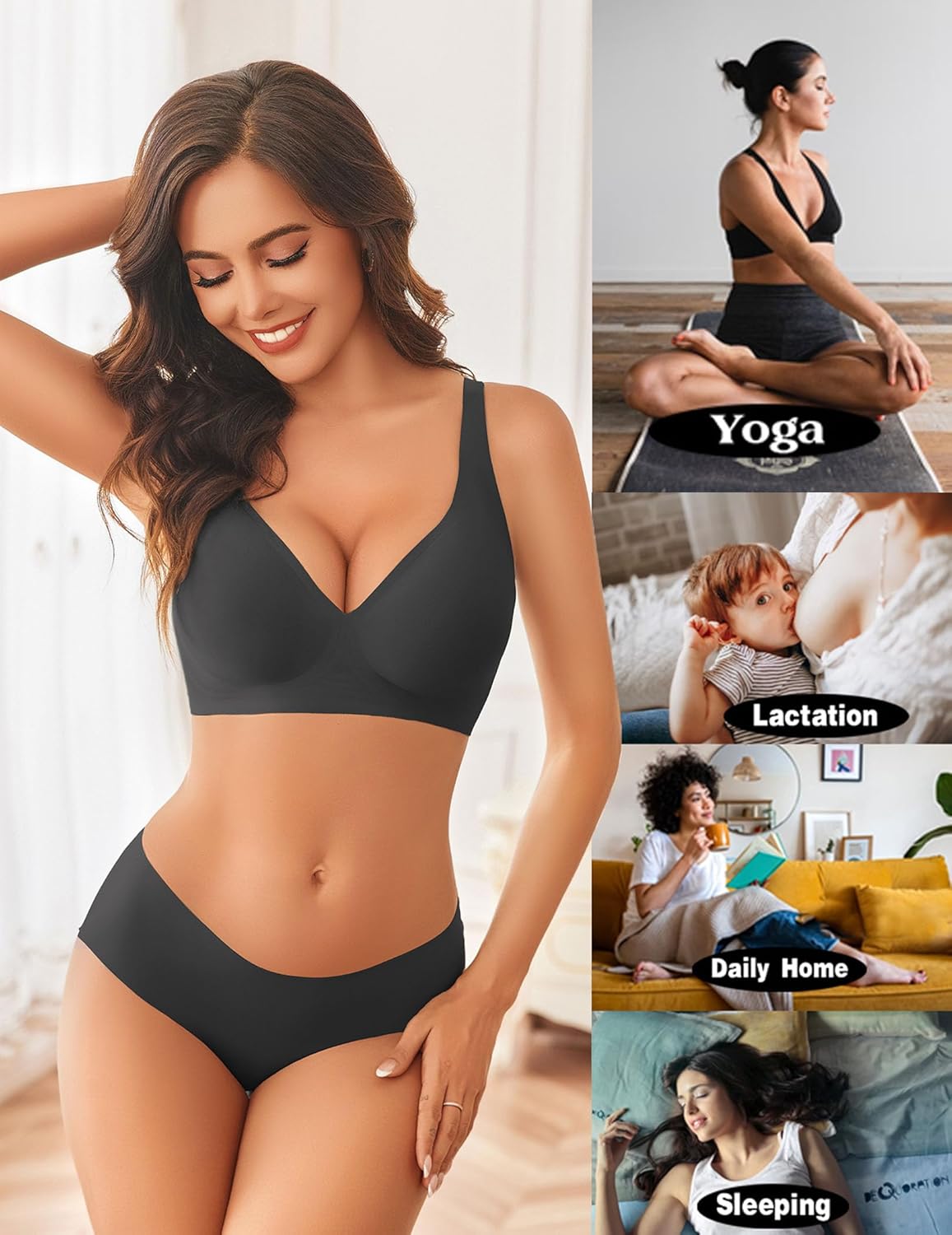 Avidlove Wireless Bras Full Coverage Seamless Comfort Colors Tshirt Bras for Women No Underwire with Padded - Image 3