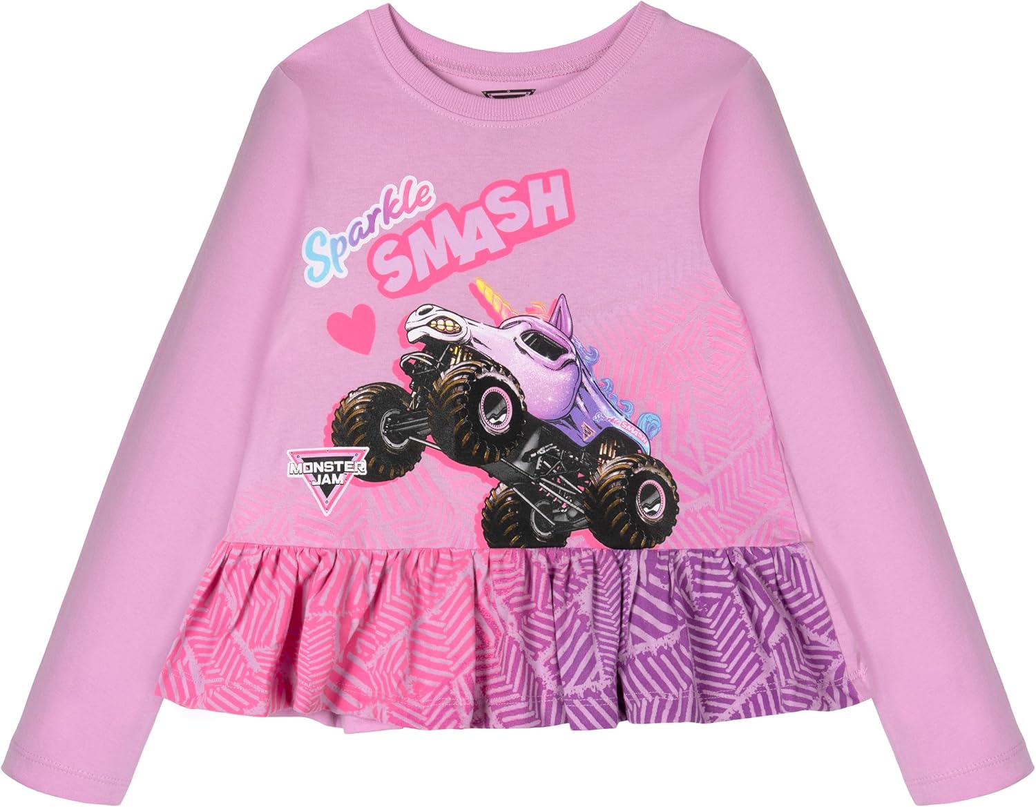 Monster Jam Girls 2 Pack Peplum Long Sleeve T-Shirts Toddler to Big Kid Grave Digger El Toro Loco Sparkle Smash - Image 3