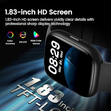 Smart Watch with Alexa Built-in, 1.83 HD Touchscreen Fitness Tracker with Bluetooth Calling, Fitness Watch with Heart Rate/Sleep Monitor, 120+ Sports Modes, IP68 Waterproof Smartwatch for Android iOS