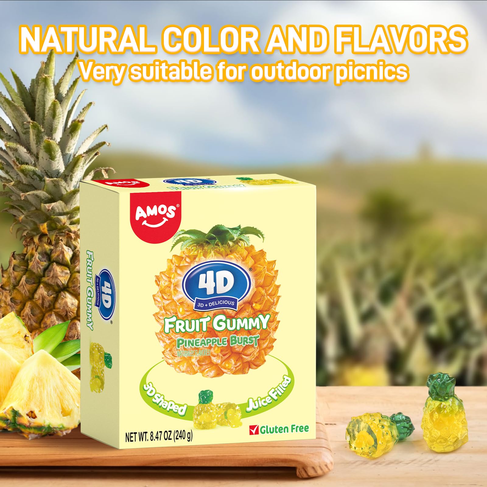 Amazon.com : AMOS 4D Fruit Gummy Candy, Pineapple Burst, 8.47 oz
