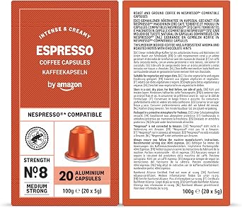 by Amazon Variety Pack, Aluminium Coffee Pods Compatible with Nespresso, medium roast, 100 Count (5 Packs of 20) - Rainforest Alliance Certified