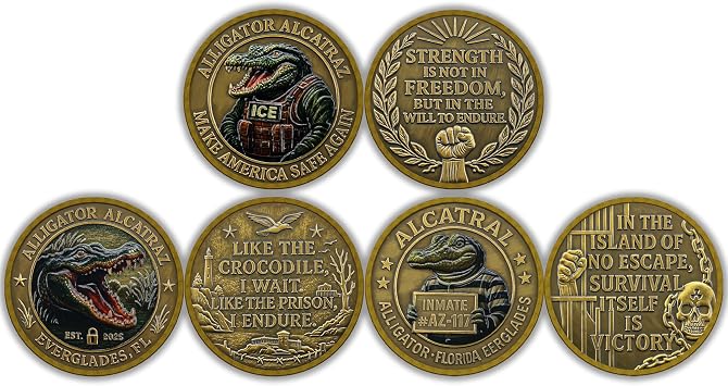 3Pcs Alligator Alcatraz Coin Set 2025 Florida Everglades Challenge Coin Unique Prison Collectible & Crime History Gift for Men & Collectors