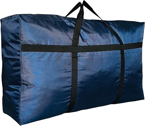 DoYiKe Bolsa de almacenamiento extra grande con cremalleras y asas, bolsa plegable grande azul resistente para viajes, 38 x 23 x 11 pulgadas