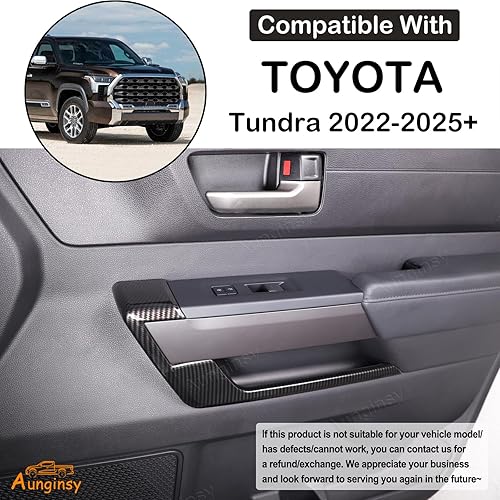 Miniatura 2 de Aunginsy Cubierta de panel de manija de puerta interior de automóvil compatible con Toyota Tundra 2022-2024 2025, panel de puerta delantera y