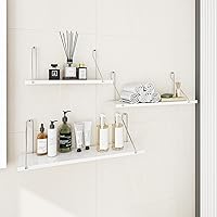 Vista 8 de Fangflower Estantes flotantes de 24 pulgadas, estante flotante de metal de alta calidad para decoración de pared, estantes de baño para pared