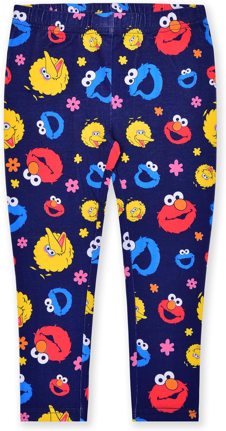 Sesame Street Girls 3 Piece Hooded Sweatshirt, T-Shirt and Legging Pants Set for Toddlers and Little Kids