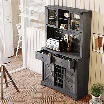 【美品】BARRETT DEBUSK （バレット・デブスク）　スチールアート Amazon.com: ARTPOWER Wine Bar Cabinet with Sliding Barn Door, 72