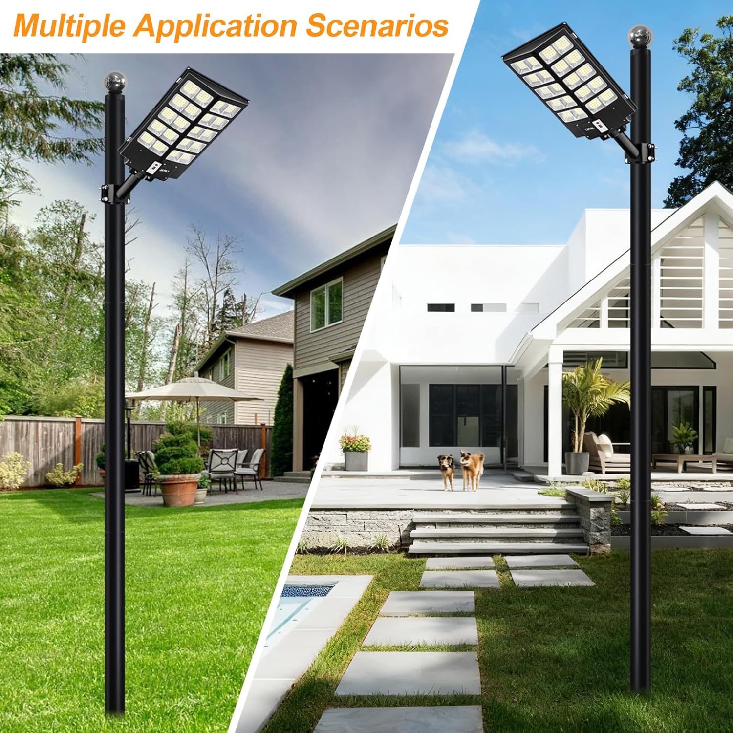 10Ft Tall Street Light Pole, Outdoor Heavy Duty Galvanized Metal Street Lamp Post with rebar Cages and Expansion Screw (10FT Black 76mm)