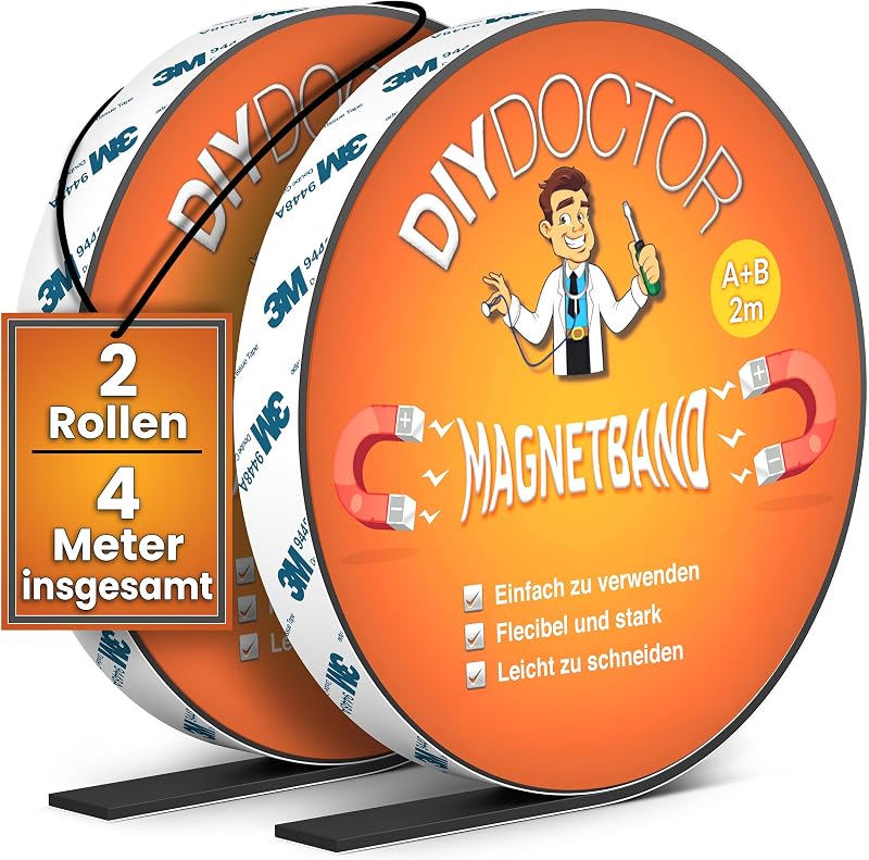 DIY Doctor Mágneses Szalag Szúnyoghálóhoz 4m - Öntapadós A+B Polaritású Mágnescsík Fekete Vágható Barkács