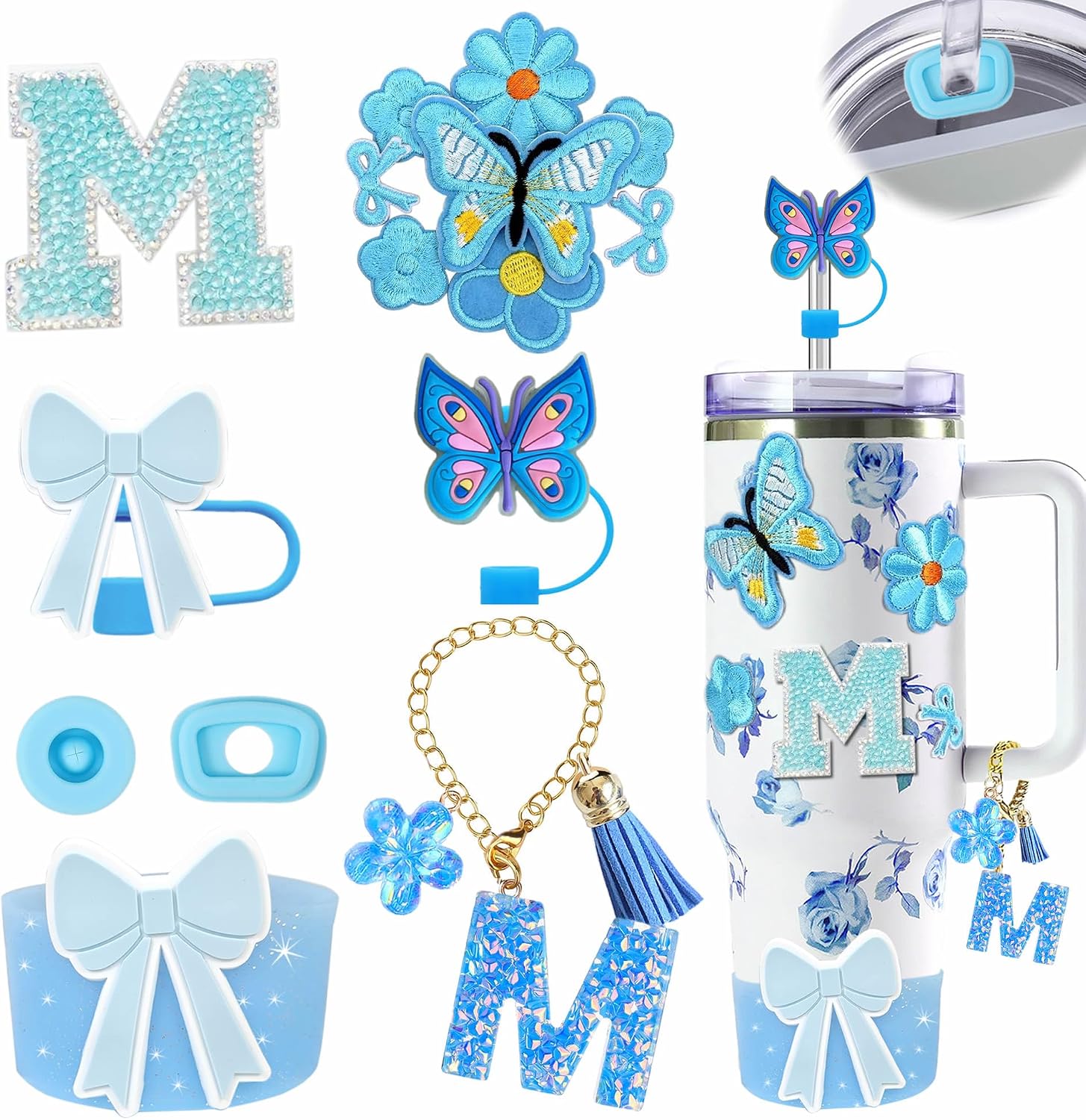 15PCS Accessories Set for Stanley Cup 30/40oz （Blue M