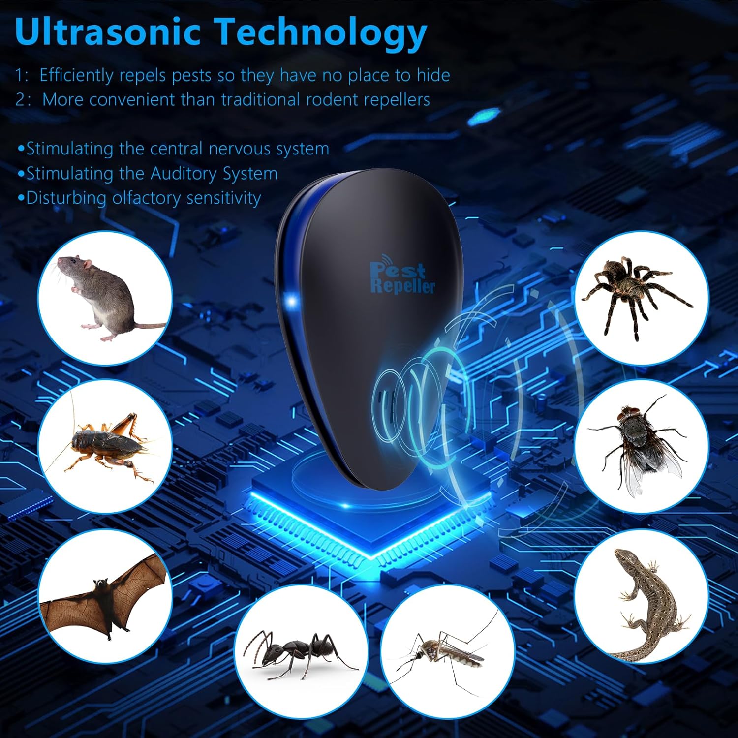 4 Pack 2026 Ultrasonic Repellent Indoor, Mouse Traps Insert Plug in, Pest Control Repellent Ant, Roach,Rodent, Mouse, Bugs, Mosquito, Spider, for Home, Office, Kitchen