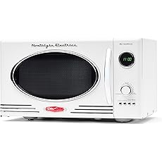 Nostalgia Modern Retro Countertop Microwave Oven - 900-Watt - 0.9 cu ft - 12 Pre-Programmed Cooking Settings - Digital Clock - Kitchen Appliances - White