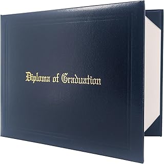 GraduationMall 8.5"x11" Imprinted Padded Diploma Cover Panoramic Certificate Holder Navy