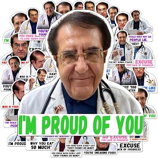 Officially Licensed Dr. Now Stickers – 48 Pack Funny Dr. Nowzaradan Quote Stickers, 3” x 3” Vinyl Gloss Decals for Water Bottles, Laptops, Journals & Weight Loss Motivation