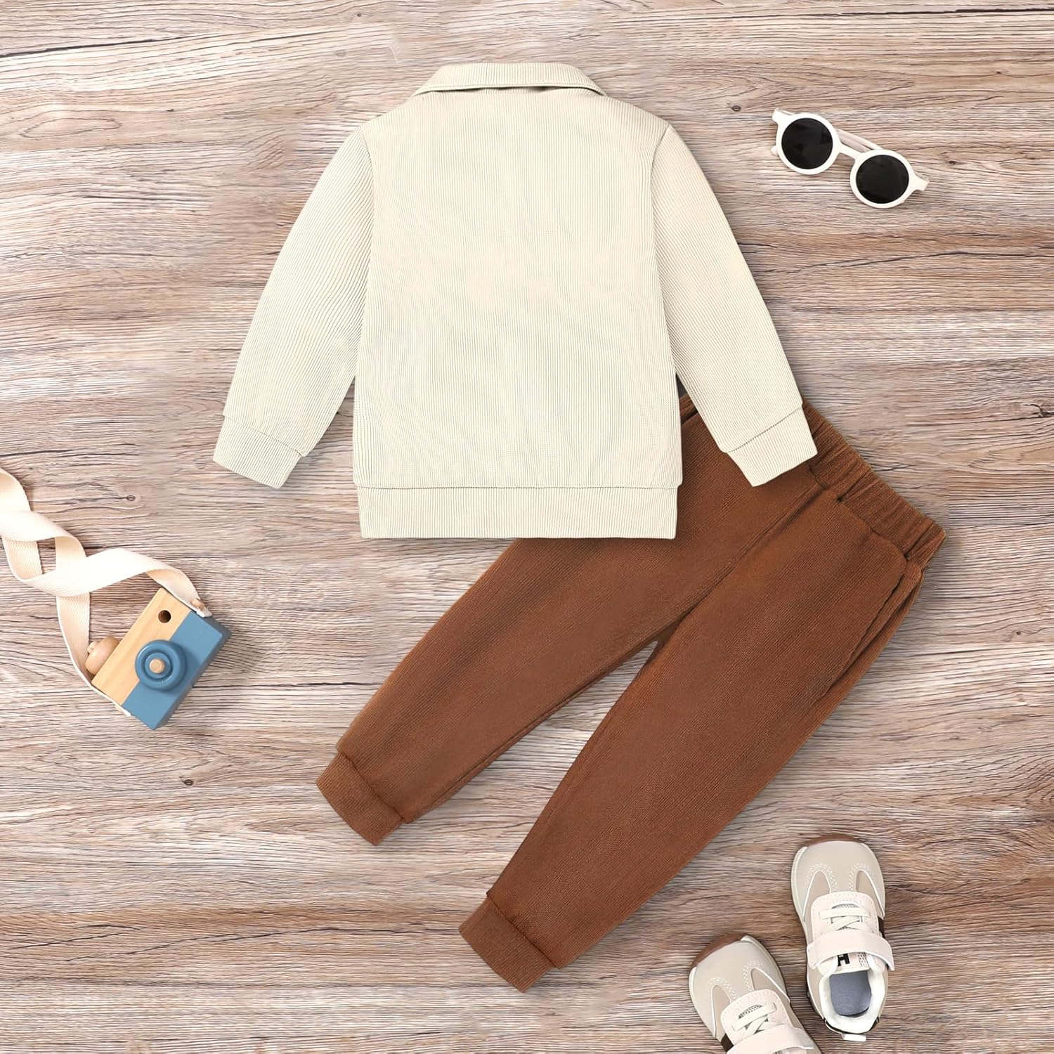 YUEMION Toddler Boy Clothes 2PCS Fall Winter Baby Boy Outfit Long Sleeve Solid Sweatshirt +Pants Sweatsuit Clothing Set 1-5T - Image 5