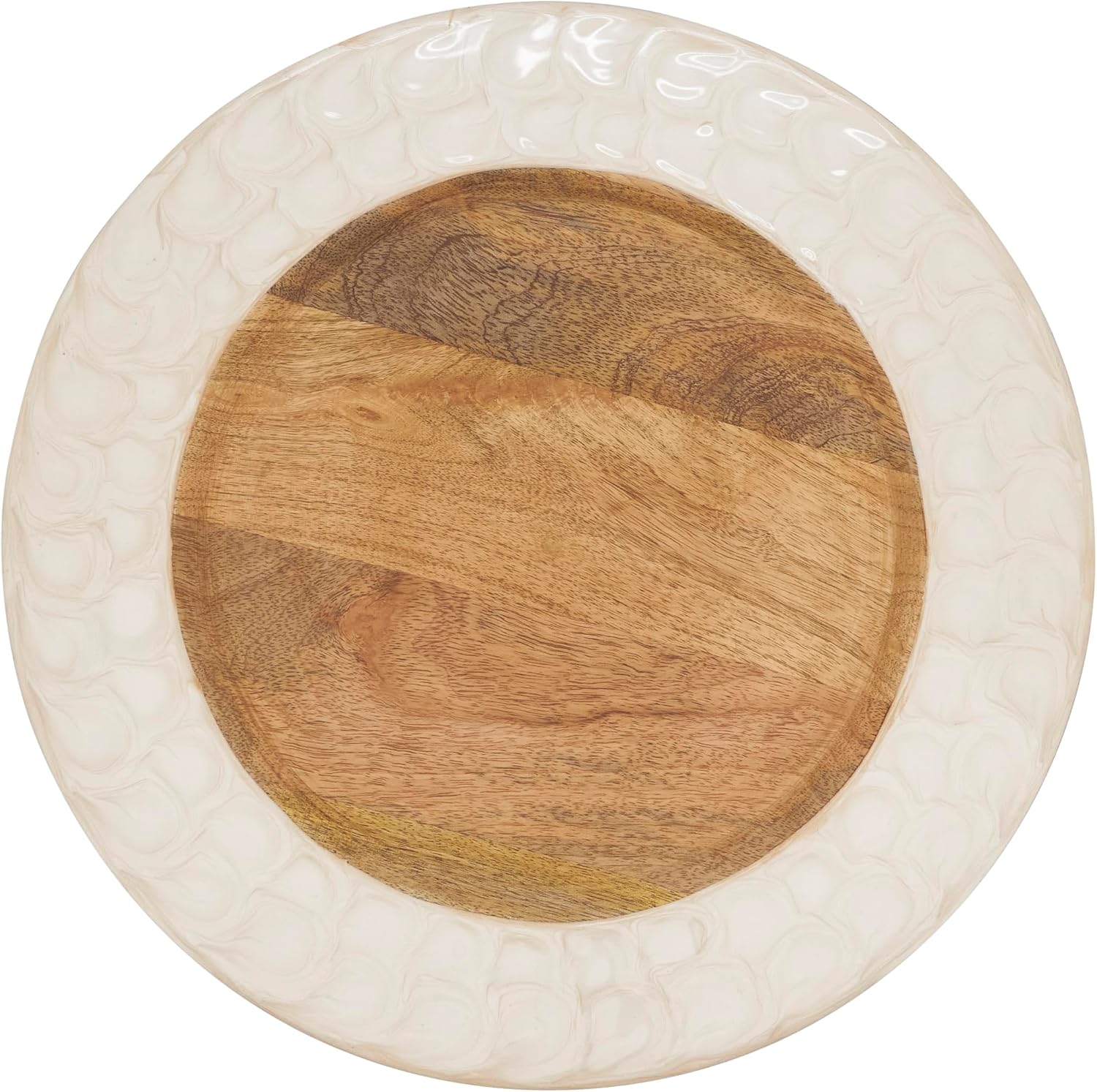 SARO LIFESTYLE Enamel-Framed Wooden Charger Plate (Set of 4)