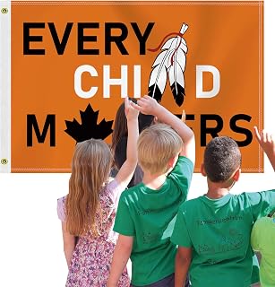 2×3 FT Canada Child Matters Flag,Medium 60×90 CM 100D Large Every Canadian Children Important Outdoor Banner,Orange Shirt Day Decor,Doube Side Printing For Patio Garden With Brass Gromment