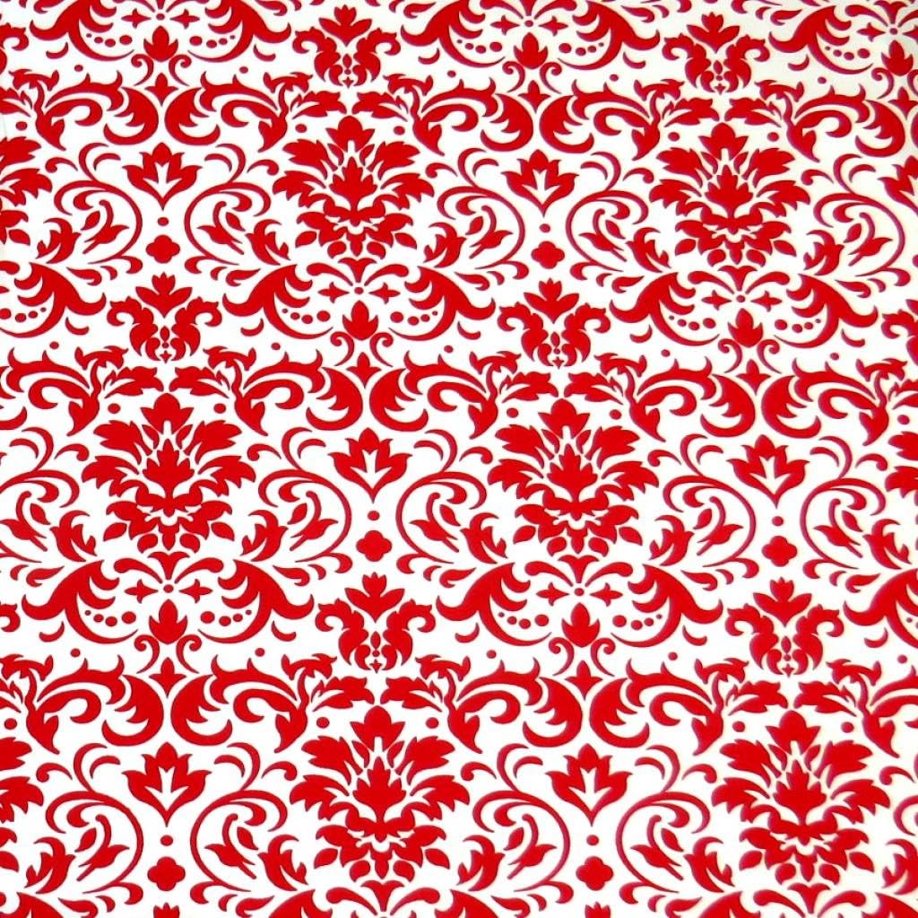 SheetWorld 100% Cotton Percale Crib Sheet Set 28 x 52, Red Damask, Inlcudes 1 Fitted, 1 Flat, 1 Toddler Pillow Case, Made in USA