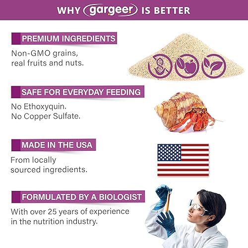 Miniatura 4 de Fruta de cangrejo ermitaño y frutos secos. Ingredientes deliciosos sin OMG, para satisfacer todas las necesidades nutricionales. Comida granular