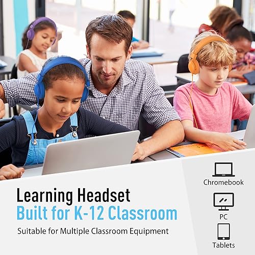 Miniatura 2 de AILIHEN HD850 - Auriculares para el aula para niños K-12, auriculares con cable escolar con micrófono y volumen limitado de 85 dB y función de