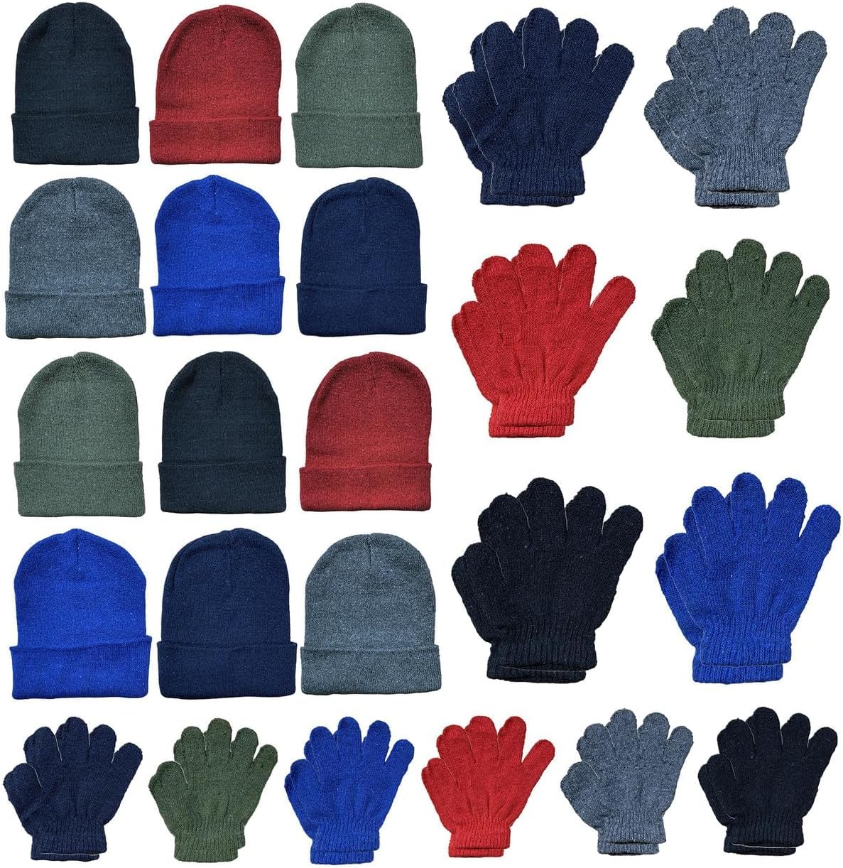 Yacht & Smith Case Pack of 144 Pieces Wholesale Beanie and Glove Winter Bulk Kit, Kids Adults Bulk Sets, Homeless Donation Shelters
